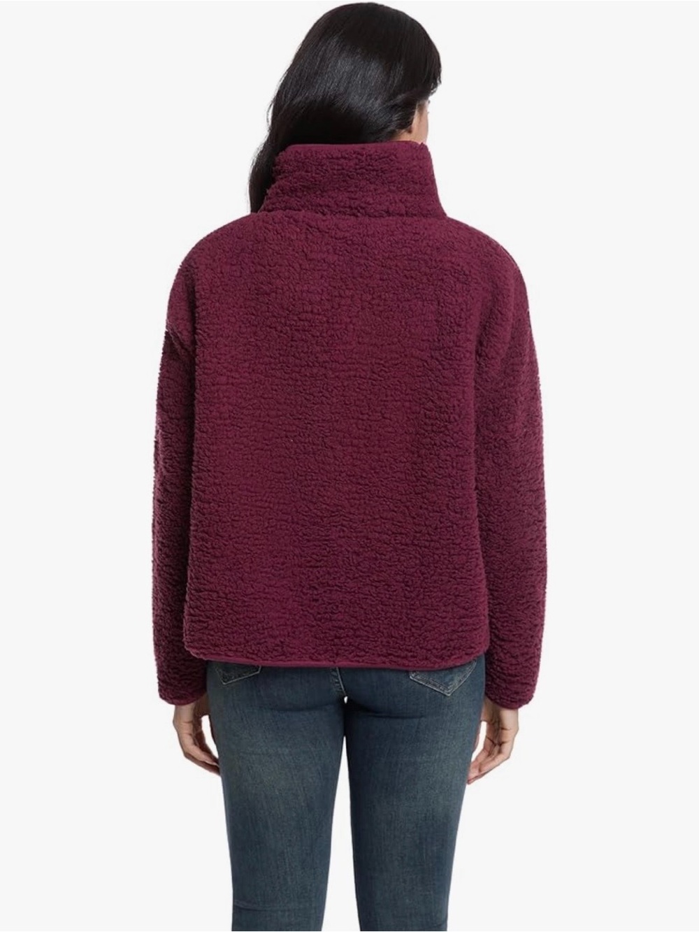 Women’s Cozy Teddy Zip Jacket in Deep Berry Size M - Picture 6 of 7